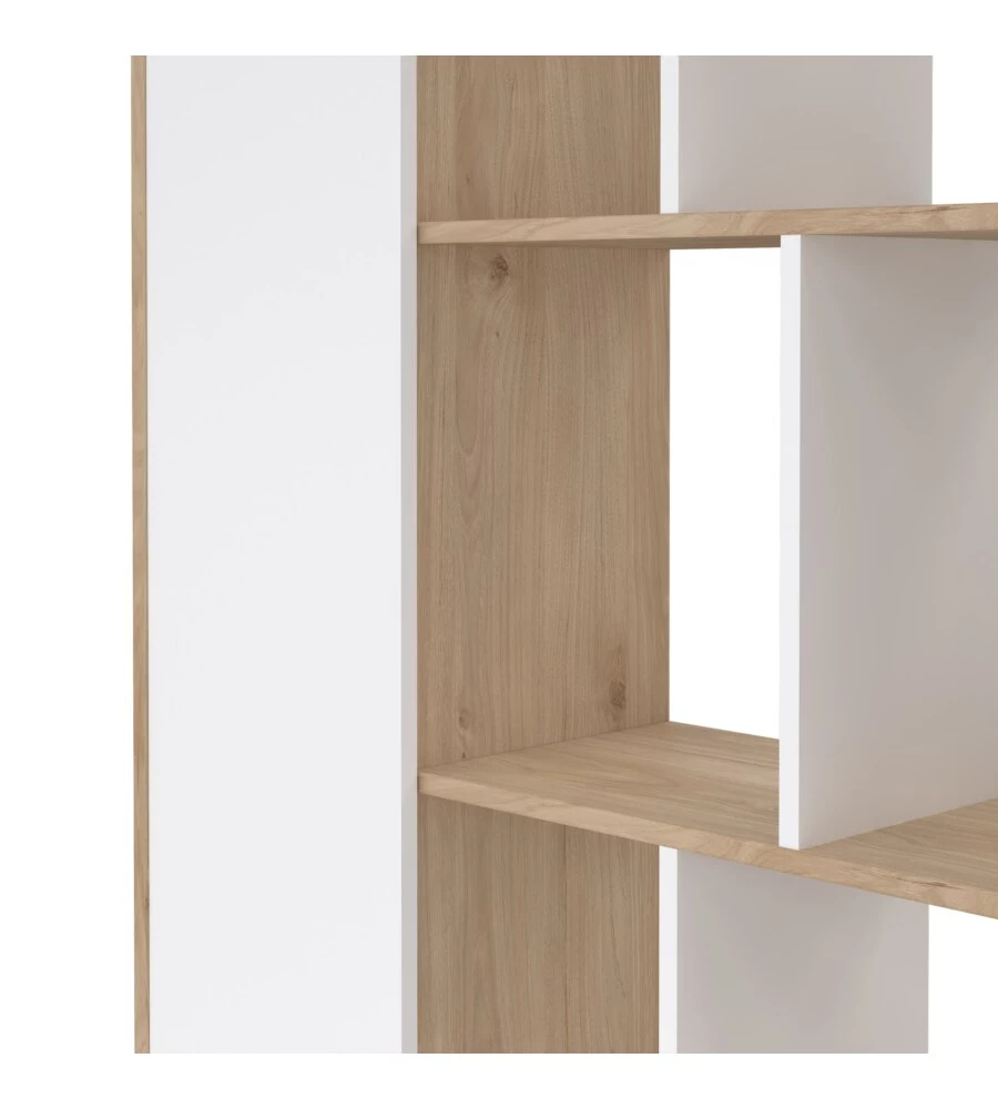 Libreria "labirinto" bianco e quercia, 88x29x157 cm